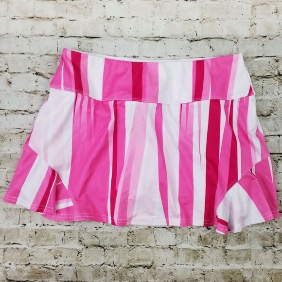 Bolle High Performance Pink White Stripe Athletic Skirt W/Shorts Womens Medium - Picture 3 of 14